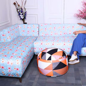 exclusive - summer flower elastic l-shape sofa slipcovers