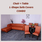 exclusive - sunset juth elastic chair,table & l -shape sofa slipcovers