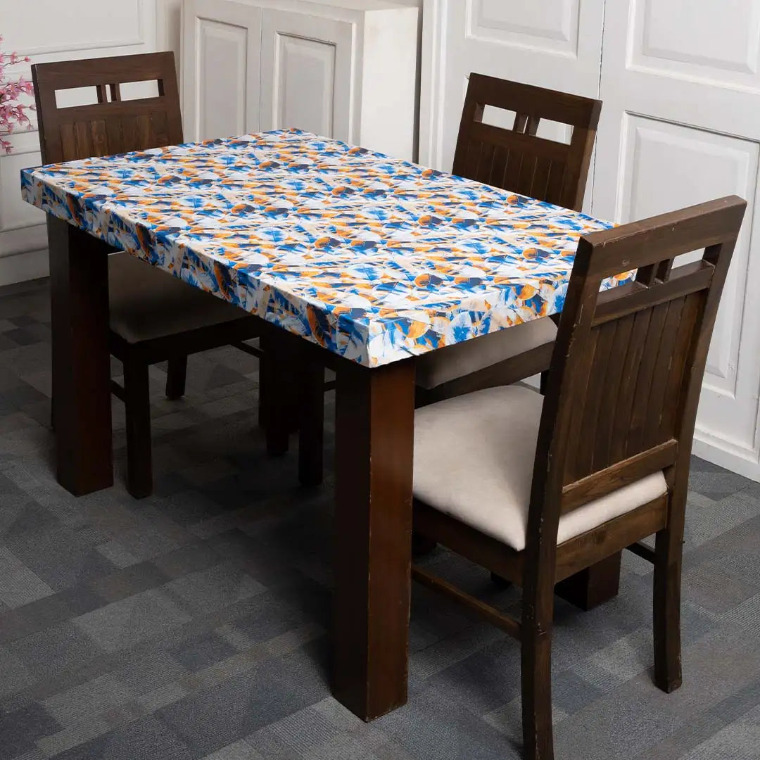 White Blue Feather Elastic Table Covers