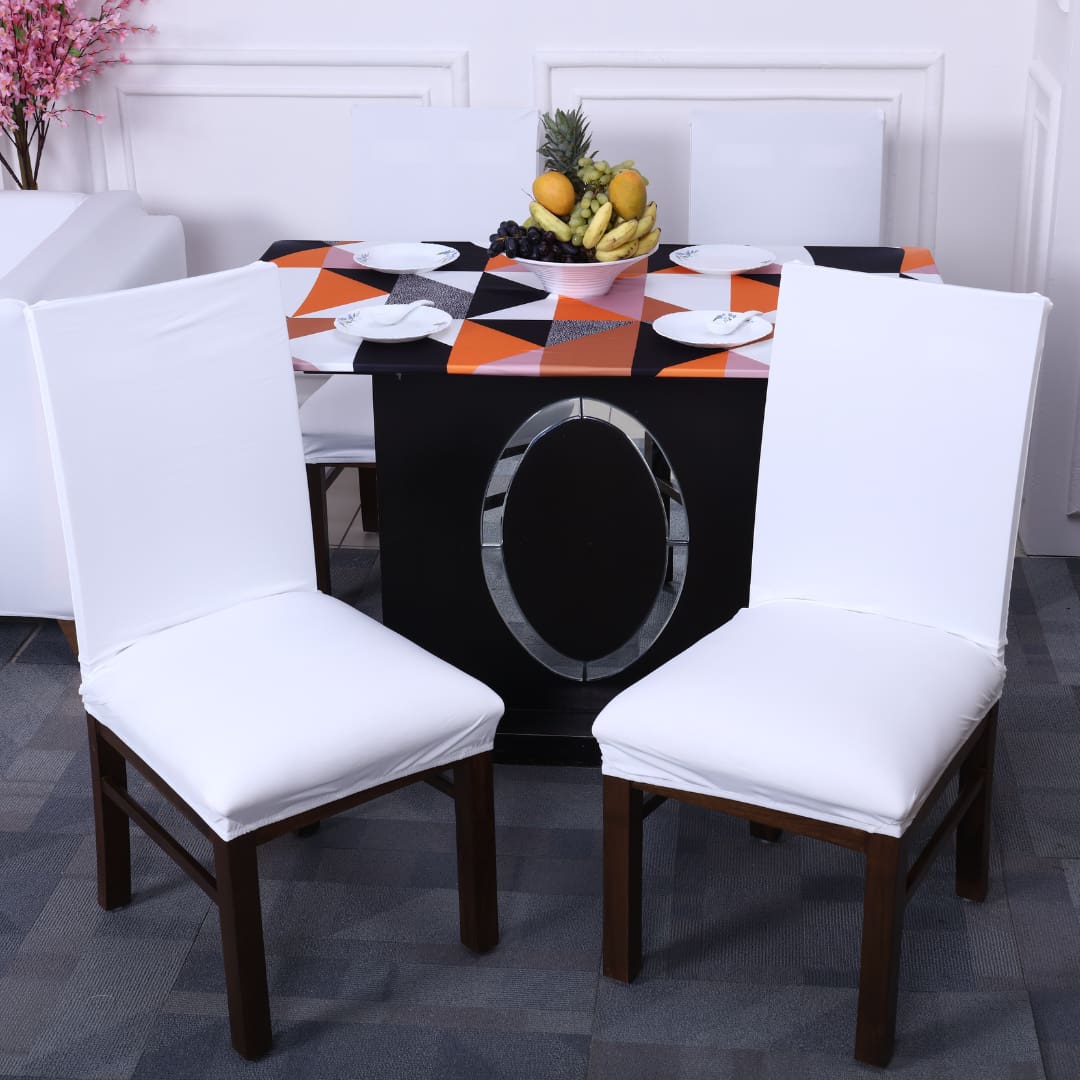 white solid soft beautiful chair, table cover