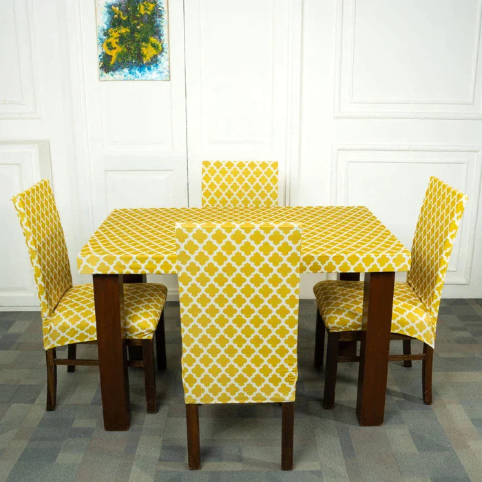 Crisp Yellow Dining Table Chair Covers