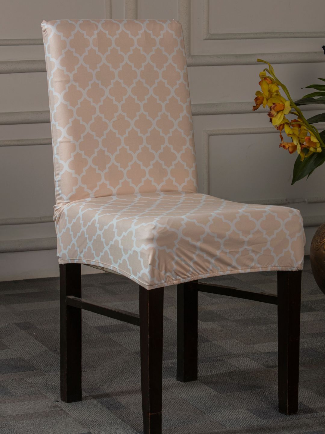 Cream Diamond Dining Chair Covers