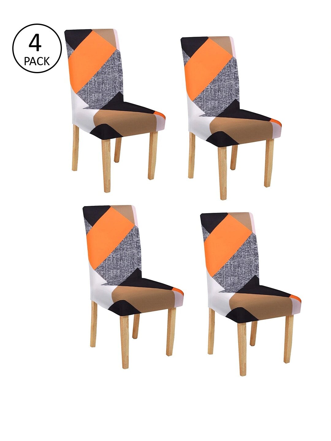 Prism Orange Magic Universal Elastic Chair Covers Set of 6